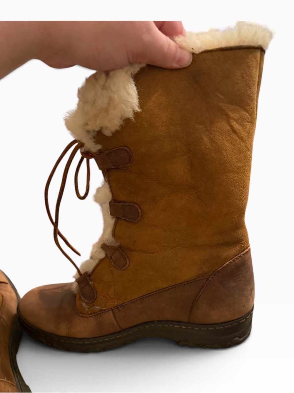 Born leather shearling-lined Lace Up winter boots Size 7 - Picture 6 of 8